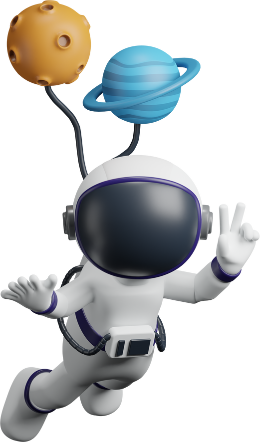 Astronaut Flying With Balloon 3D Icon